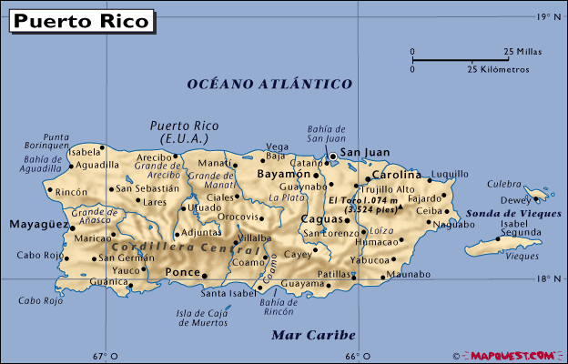How do you find a map of Puerto Rico that includes cities?