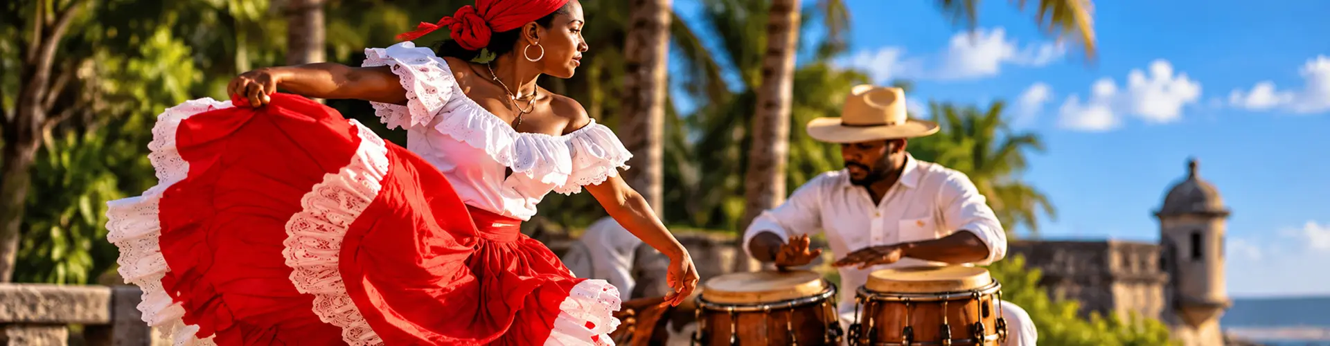 Puerto Ricans dancing Bomba Illustration