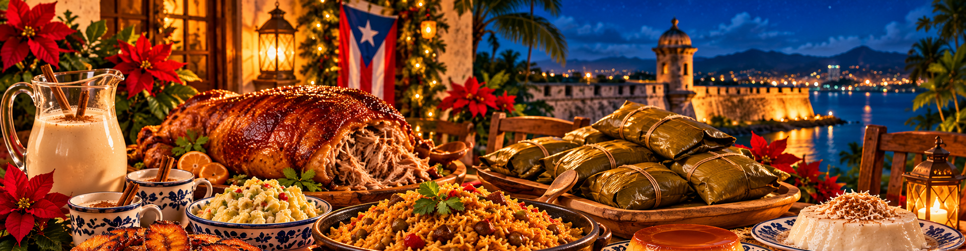 Puerto Rican Christmas Food Illustration