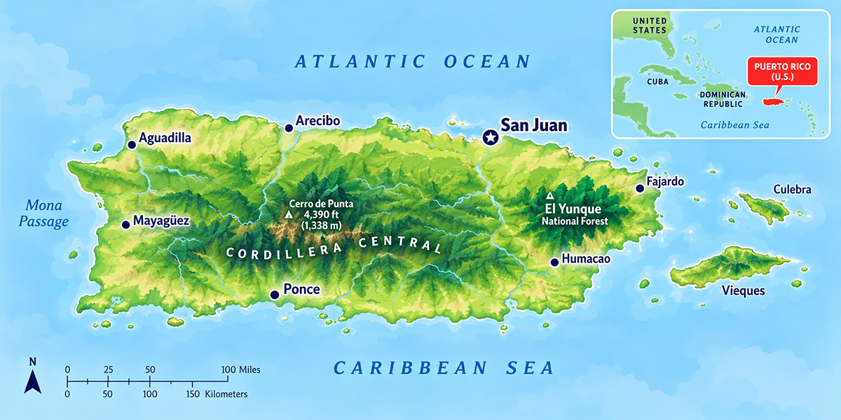 Puerto Rico Geography Map