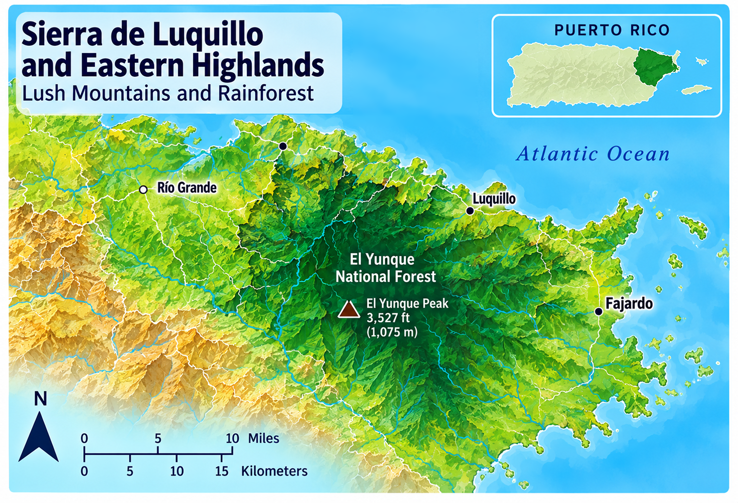 Sierra de Luquillo & Eastern Highlands topological map