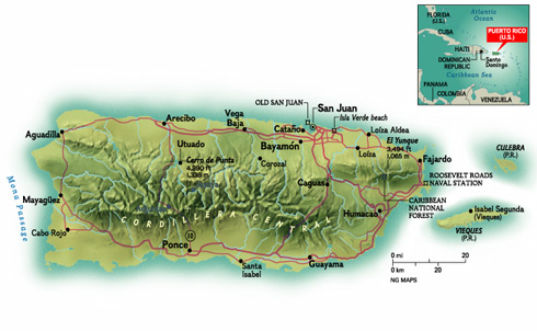 Puerto Rico Physical Map Geography Of Puerto Rico